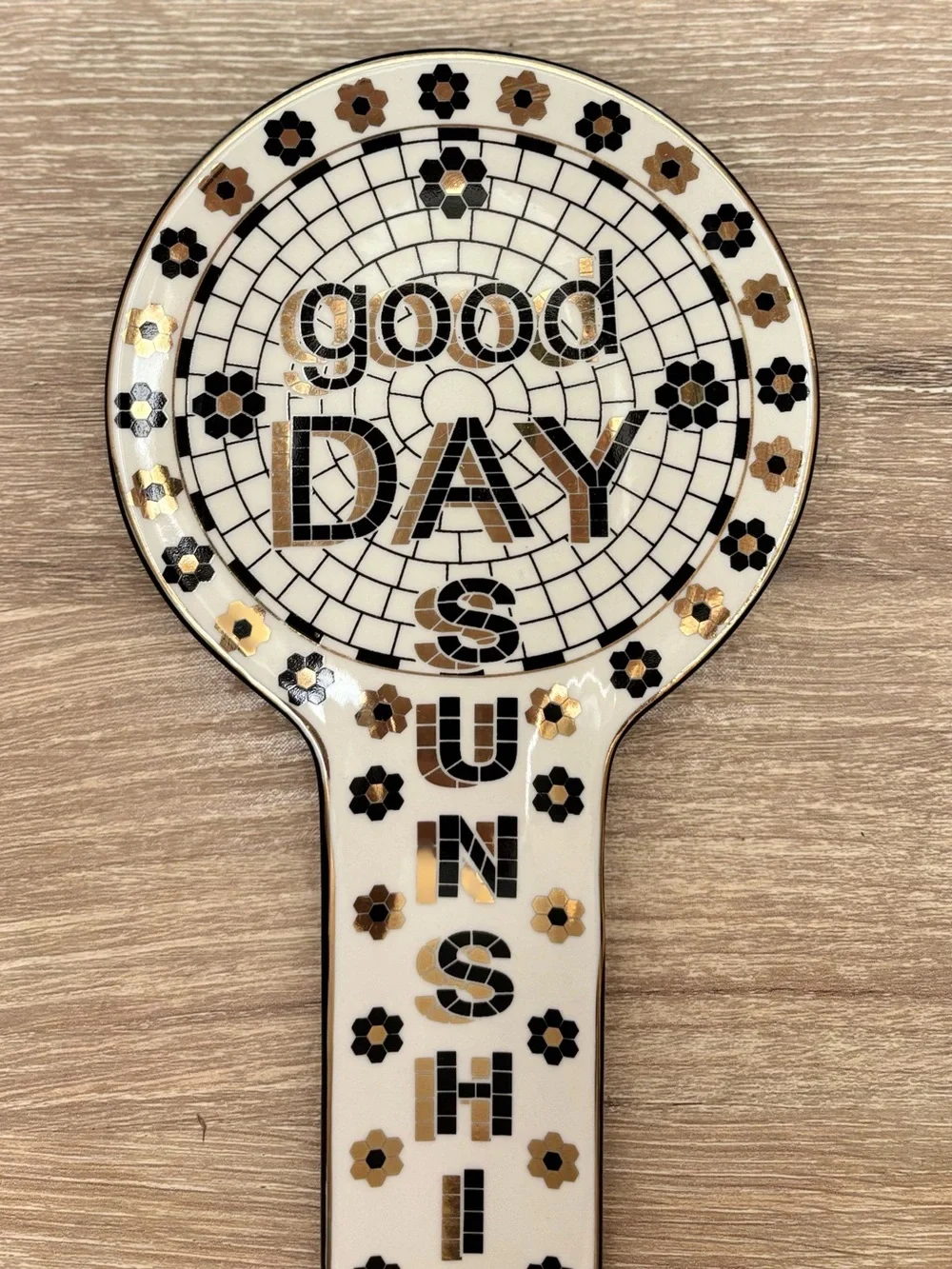 Anthropologie Bistro Tile 24k Gold Spoon Rest